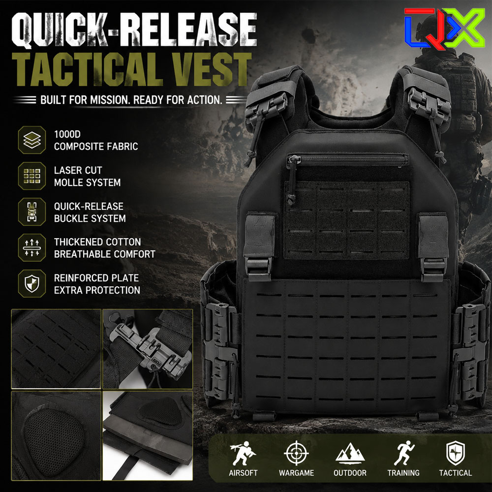 Molle Tactical Vest Military Laser Cut - QX 1000D Tactical Vest Laser Cut